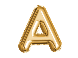 Gold alphabet A air balloon for baby shower celebrate decoration party on transparent background png