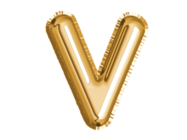 Gold alphabet V air balloon for baby shower celebrate decoration party on transparent background png