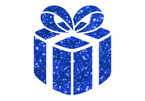 Glitter blue Christmas holiday gift box icon on transparent blackground png