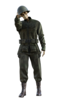 spöke soldat på transparent bakgrund, 3d framställa png
