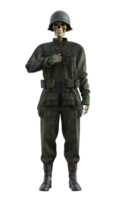 Ghost soldier on transparent background, 3d render png