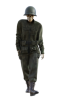 Ghost soldier on transparent background, 3d render png