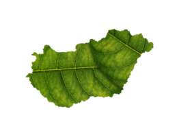 Hungary map made of green leaves ecology concept png