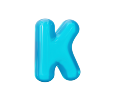 aqua bleu gelée k lettre - 3d illustration png