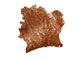 mapa da costa do marfim em estilo antigo, gráficos marrons em estilo vintage estilo retrô. alta ilustração 3d detalhada png