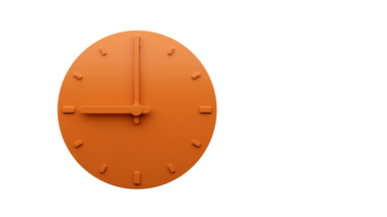 mínimo naranja reloj nueve en punto resumen minimalista pared reloj 3d ilustración png