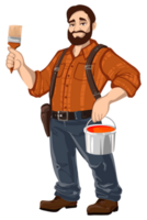 Man with paint brush in hand png