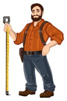 Man with tape measure in hand png
