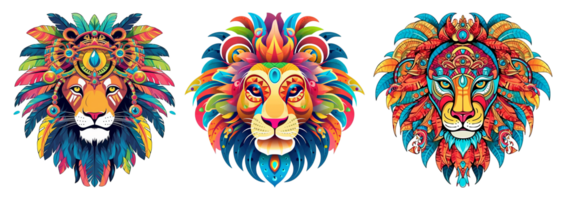 collection of colorful lion designs, generative ai png