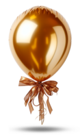golden balloon decoration element on transparent background, generative ai png