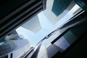 Singapore, marina bay 1st june 2022. low angle view of ocean financial center photo