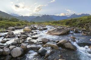 Rocks in a mountain stream photo