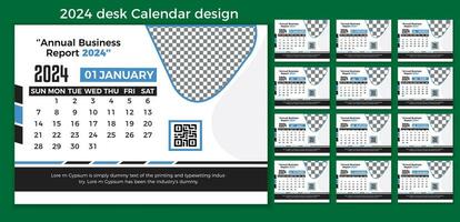 Creative Minimal Desk Calendar 2024 vector