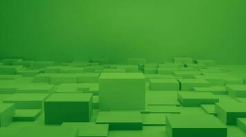 Cube podium geometric studio on green environmentally sustainable background. Shape abstract. photo