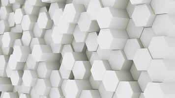 Hexagonal wall perspective, white background texture, tech or fashion concept. photo