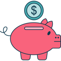 Piggy Bank Icon Flat Illustration PNG Transparent Background