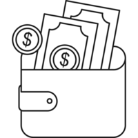 Brieftasche Symbol Gliederung png transparent Hintergrund
