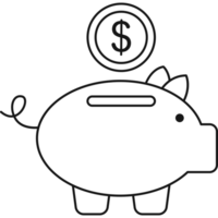 Piggy Bank Icon Outline PNG Transparent Background