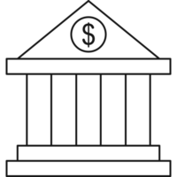 Bank Building Icon Outline PNG Transparent Background