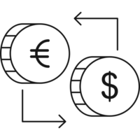 Exchange Rates Icon Outline PNG Transparent Background