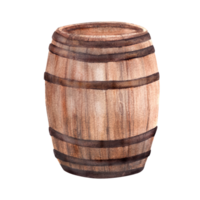 trä- brun gammal tunna för vin, öl, cognac och Övrig alkoholhaltig drycker. hand dragen vattenfärg illustration för din vinframställning design, dryck meny, vin lista, klistermärke png