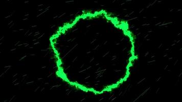 Neon- Kreis mit Feuer Animation isoliert auf schwarz Hintergrund video