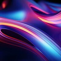 3D rendering abstract shape glowing in ultraviolet spectrum with curvy neon lines on a colorful background. Futuristic energy concept. Perfect for use in advertising, marketing, and design. photo
