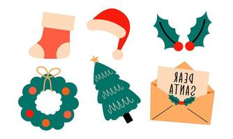 Merry Christmas cute modern minimalist style elements vector