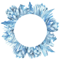 montatura con blu tropicale le foglie png