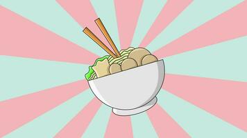 Animated icon of a bowl of meatballs with a rotating background video