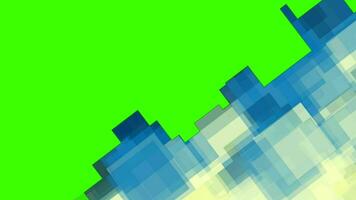 City skyline with reflection isolated on green screen chroma key. abstract background with squares. video