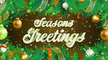 vrolijk Kerstmis animatie tekst, sprankelend lichten Kerstmis boom vrolijk Kerstmis en gelukkig nieuw jaar groet bericht in engels. elegant geanimeerd vakantie seizoen voor achtergrond video filmmateriaal. video 4k