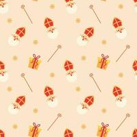 Seamless pattern with Sinterklaas or Saint Nicholas. Vector illustration.