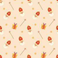 Seamless pattern with Sinterklaas or Saint Nicholas. Vector illustration.