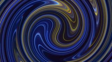 Colorful swirling glowing gold and blue neon colored light beams background. This psychedelic swirl pattern abstract background is full HD and a seamless loop. video