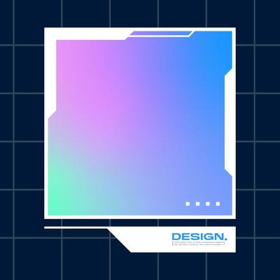 Futuristic square gradient background. Social media frame vector illustration.