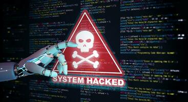 virus, programa malicioso, ciber ataque, y Internet ciber seguridad con artificial inteligencia concepto. foto