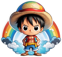 one piece luffy with rainbow color ai generative png