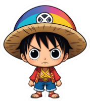 one piece luffy with rainbow color ai generative png