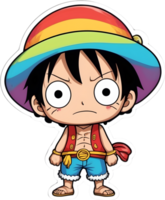 uno pedazo luffy con arco iris color ai generativo png