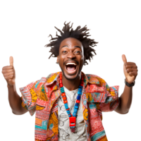 Portrait of young african american man with dreadlocks showing thumbs up AI Generated png