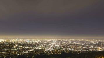 Los Angeles Skyline at Night. California, USA. Time Lapse video
