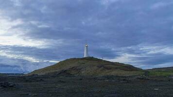 Reykjanes Lighthouse. Iceland. Aerial Shot Time Lapse video