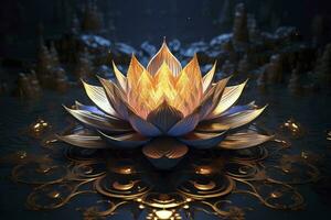 A lotus flower with flames of conceptual digital art. AI Generated photo