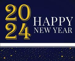 2024 Happy New Year Holiday Design Yellow And White Abstract Vector Logo Symbol Illustration With Blue Background