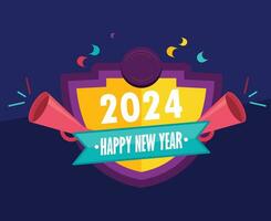 2024 Happy New Year Holiday Design MultColor Abstract Vector Logo Symbol Illustration With Blue Background