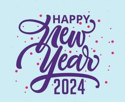 2024 Happy New Year Holiday Design Purple And Pink Abstract Vector Logo Symbol Illustration With Cyan Background