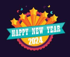 2024 Happy New Year Holiday Design MultColor Abstract Vector Logo Symbol Illustration With Purple Background