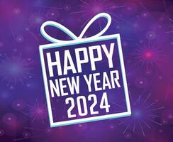 2024 Happy New Year Holiday Design White Abstract Vector Logo Symbol Illustration With Purple Background