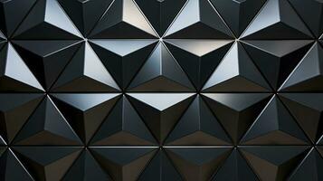Polished Semigloss Wall Background with Triangular Black Block Tiles. AI Generated photo